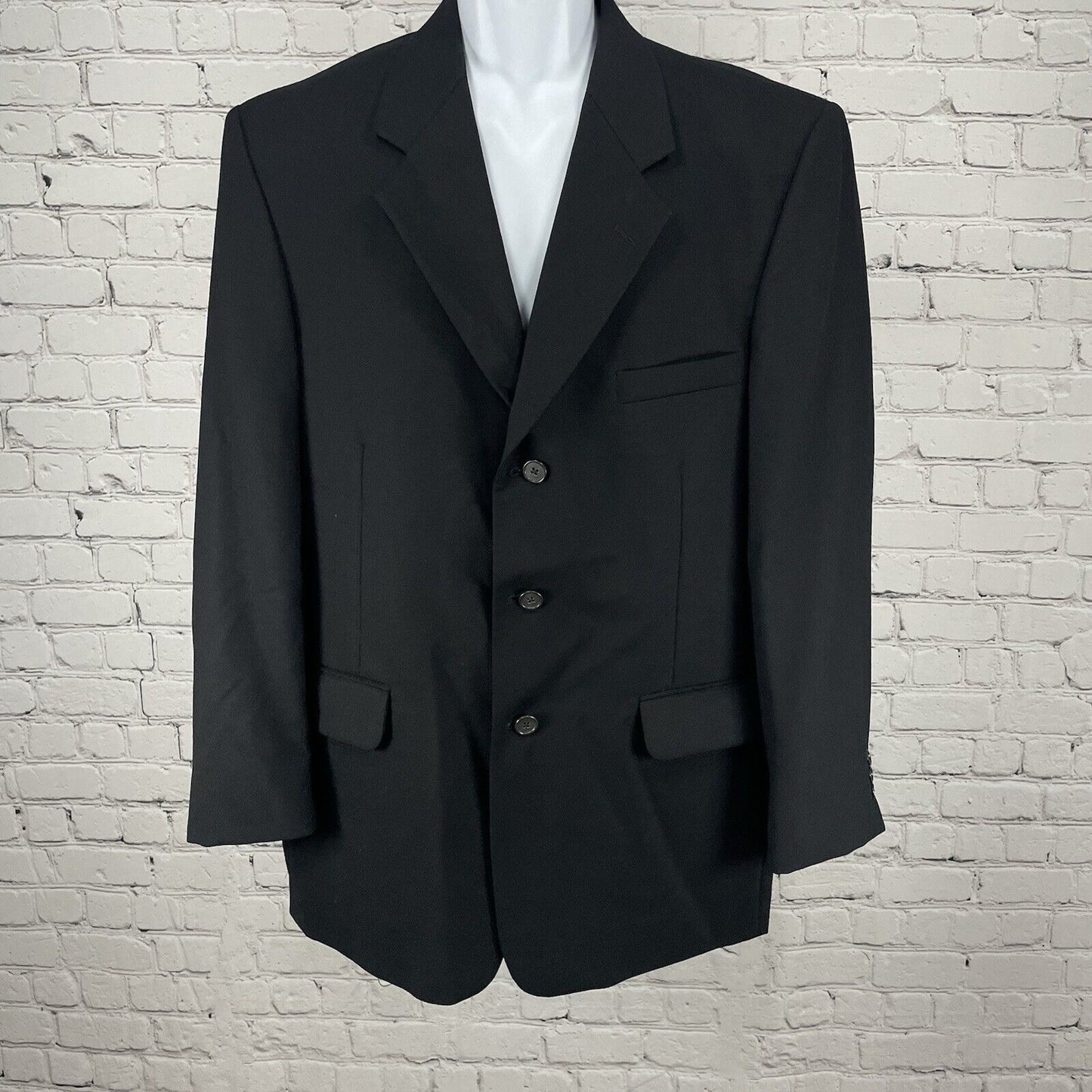 Fioravanti Black Soft Suit Blazer Jacket 3 Button Lined Made In USA Size 44
