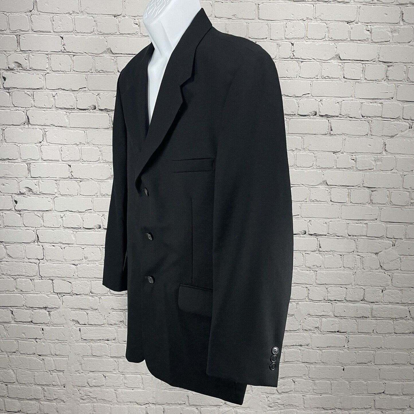 Fioravanti Black Soft Suit Blazer Jacket 3 Button Lined Made In USA Size 44