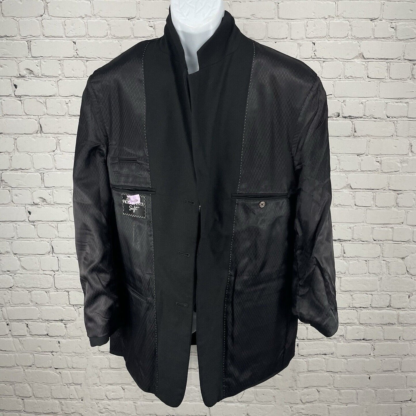 Fioravanti Black Soft Suit Blazer Jacket 3 Button Lined Made In USA Size 44