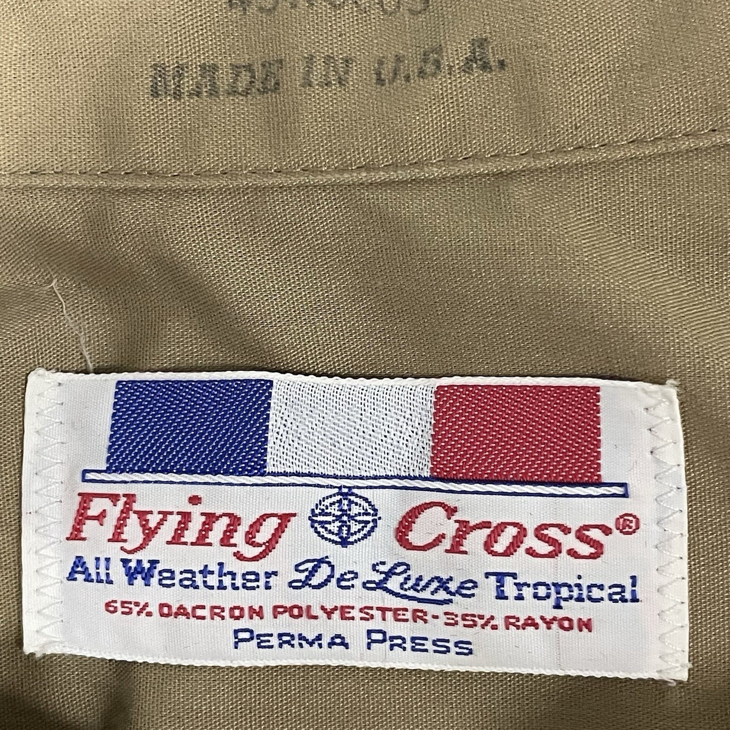 Flying Cross Brown All Weather De Luxe Tropical Long Sleeve Shirt USA Made XL