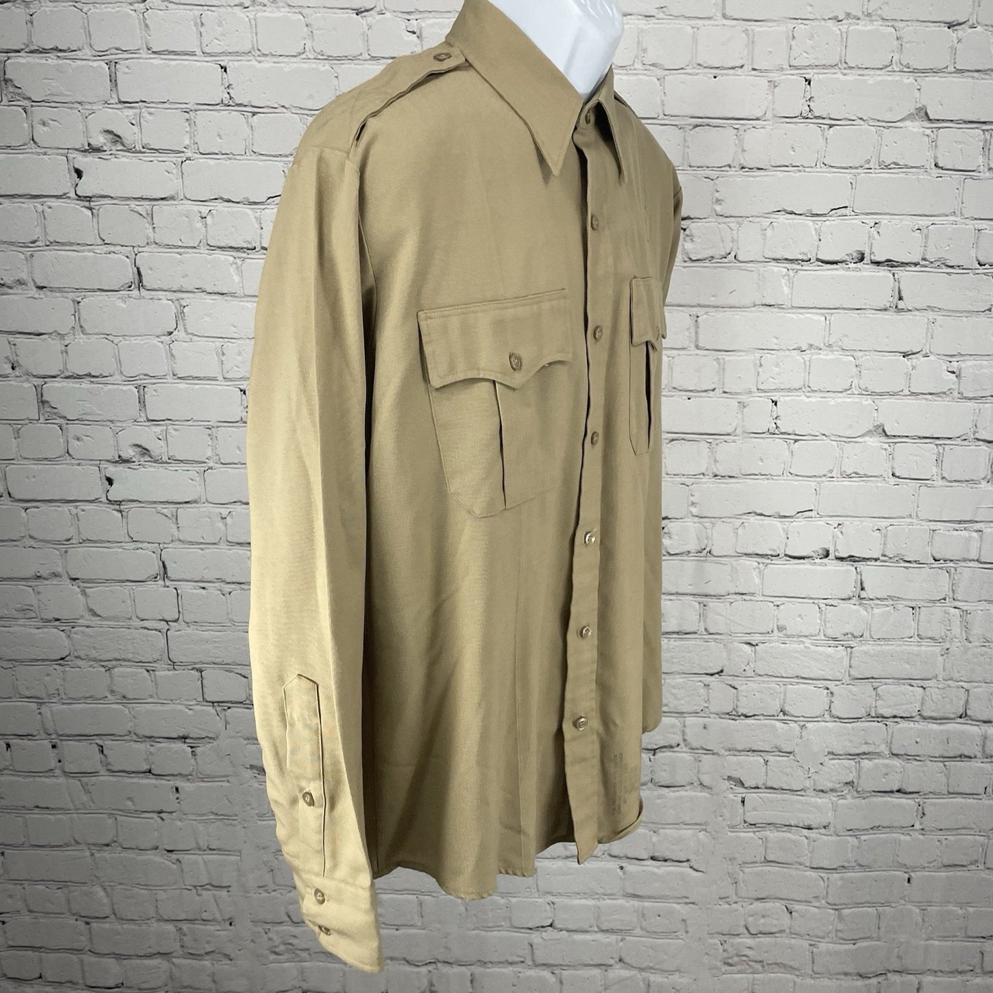 Flying Cross Brown All Weather De Luxe Tropical Long Sleeve Shirt USA Made XL