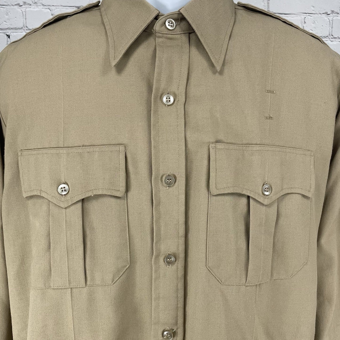 Flying Cross Brown All Weather De Luxe Tropical Long Sleeve Shirt USA Made XL