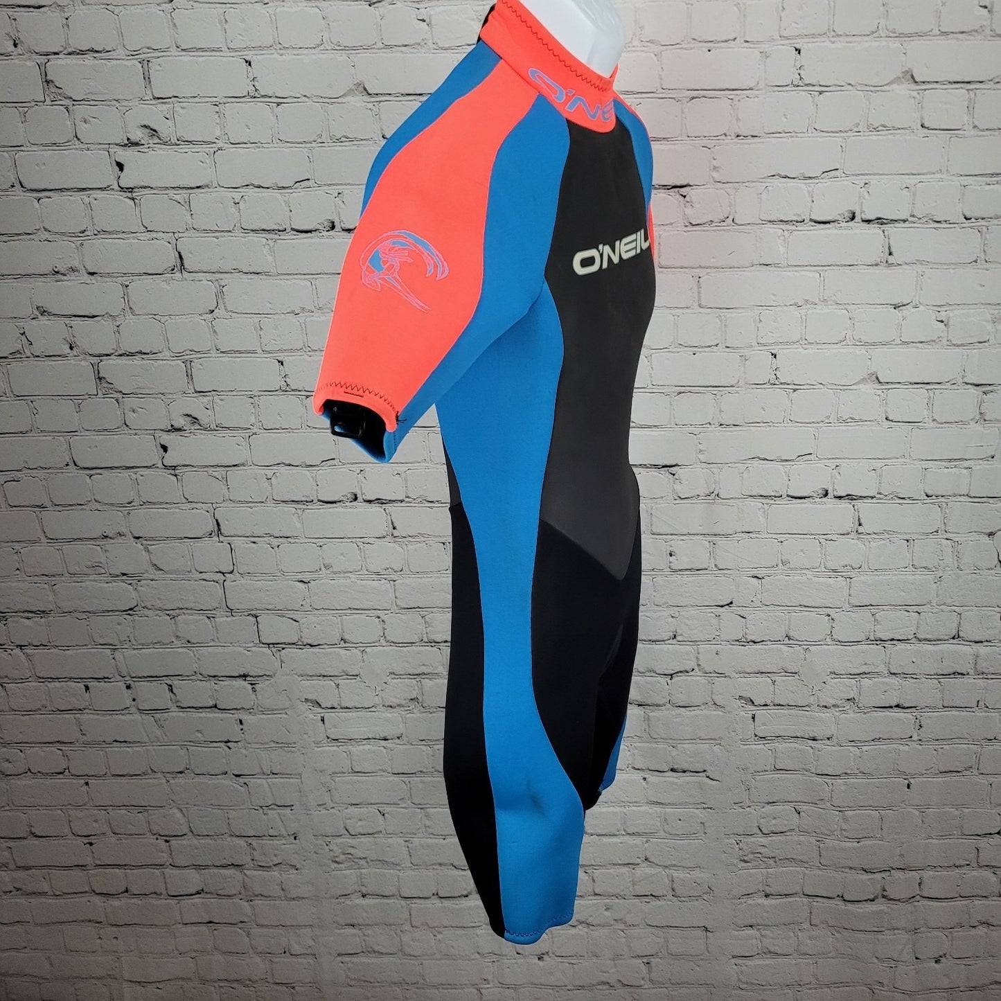 O'Neill Blue Orange Reactor 2:1mm Back Zip Shorty Springsuit Wetsuit USA Small S