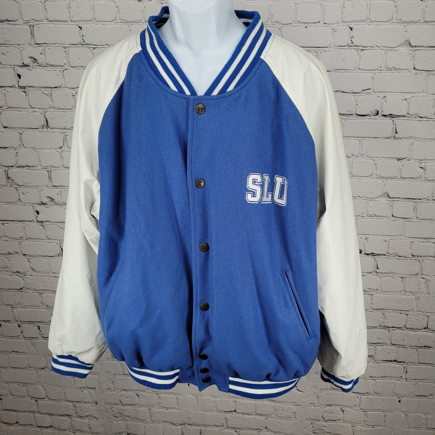 SLU Saint Louis University Light Weight Letterman Varsity Snap Jacket Size XL
