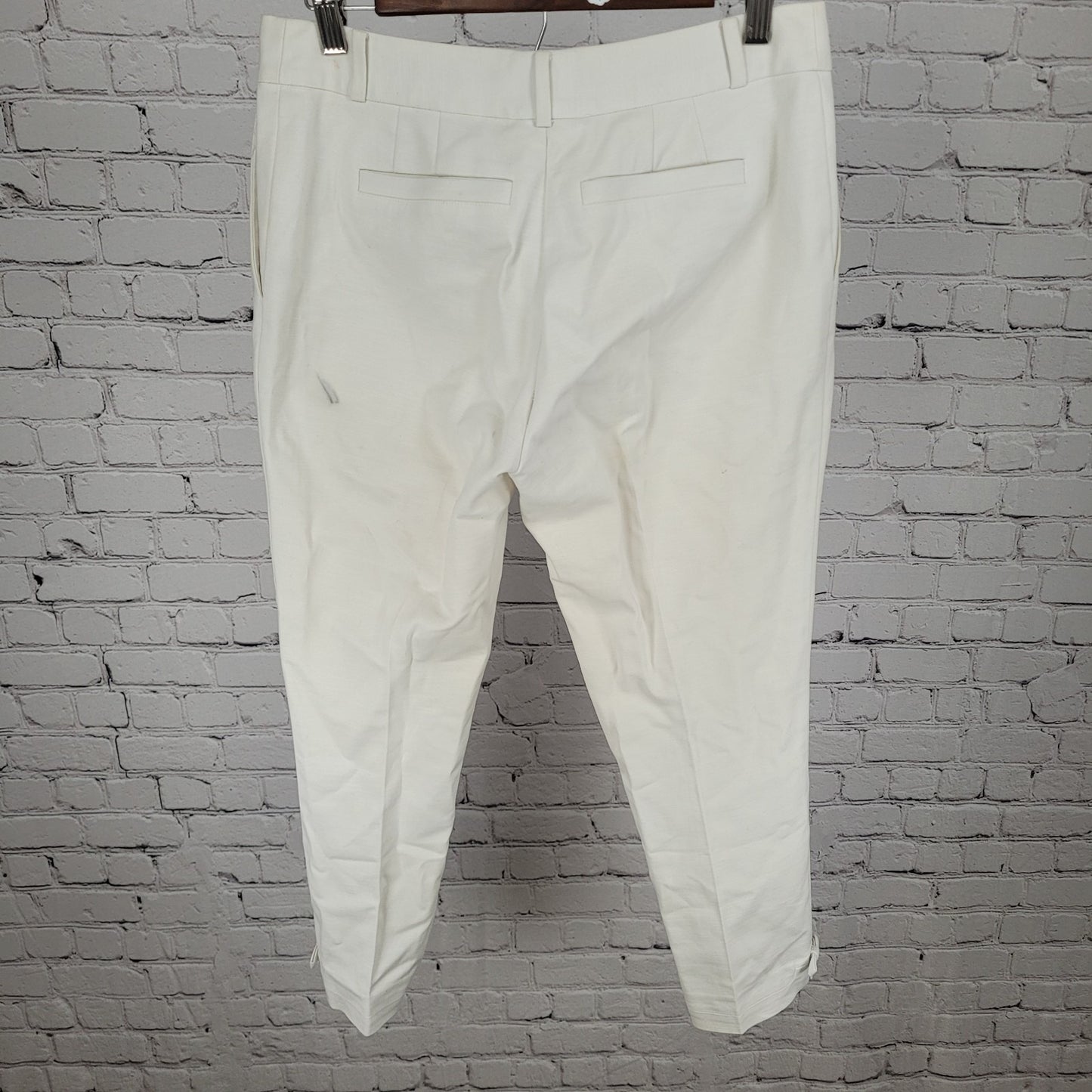 Kate Spade White Cotton Stretch Ankle Bows Mid Rise Dress Pants Size 29x25