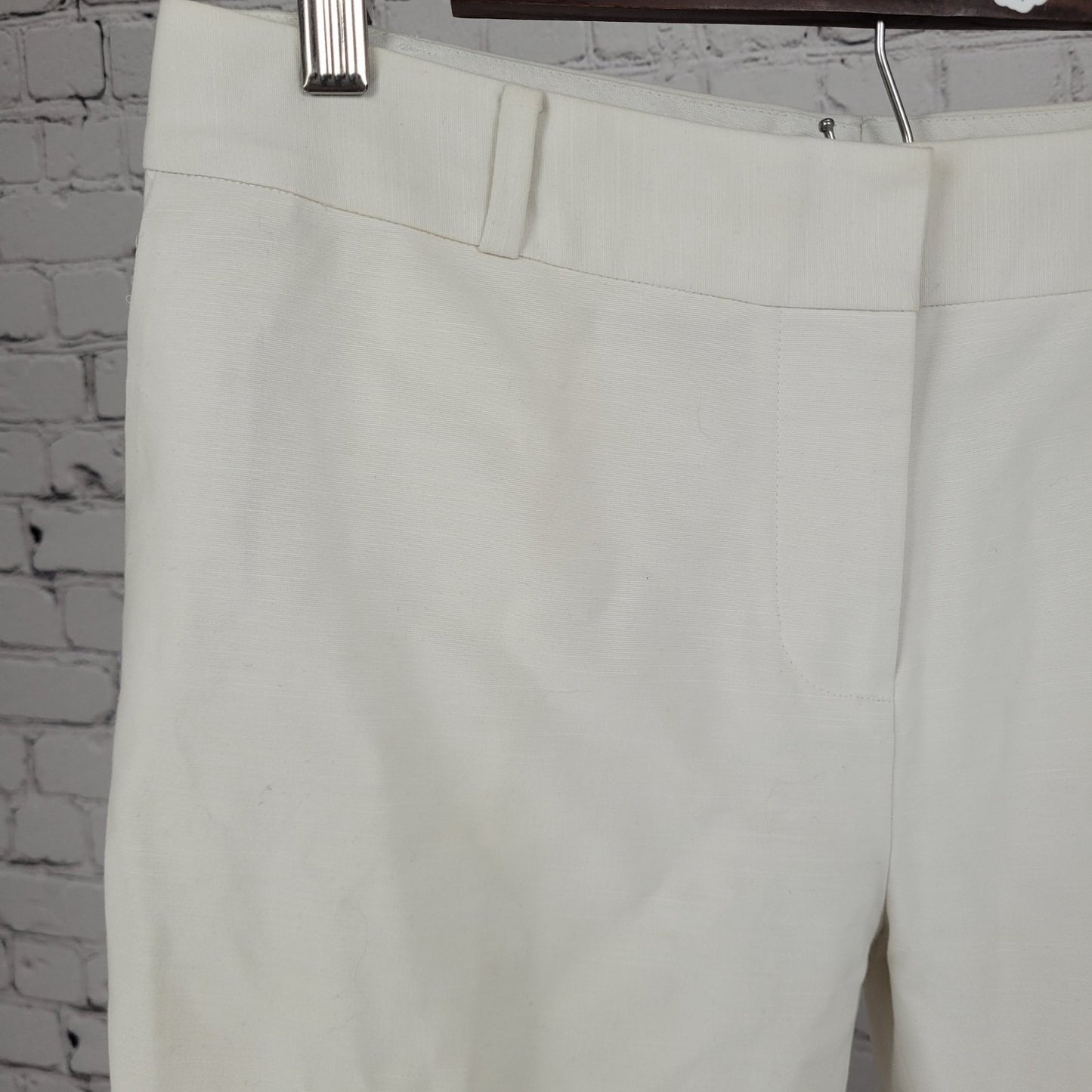 Kate Spade White Cotton Stretch Ankle Bows Mid Rise Dress Pants Size 29x25