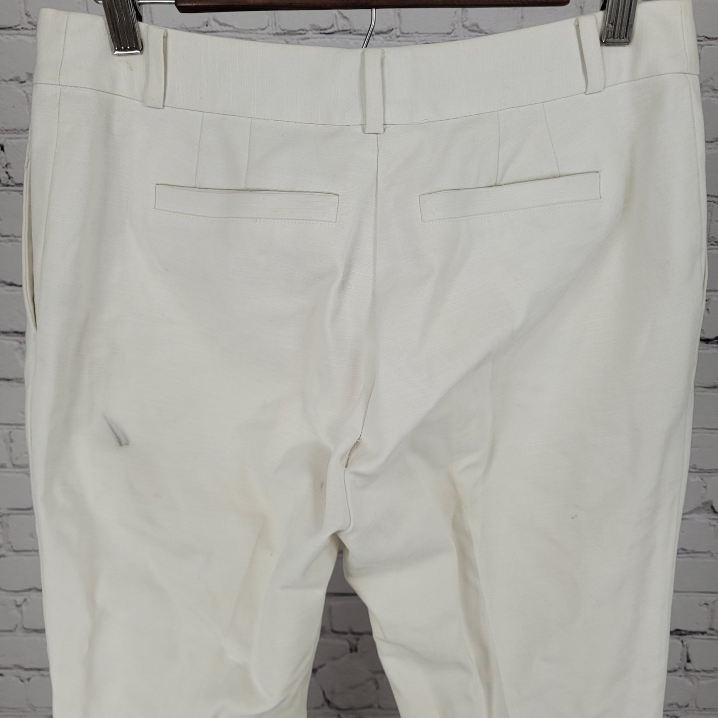 Kate Spade White Cotton Stretch Ankle Bows Mid Rise Dress Pants Size 29x25