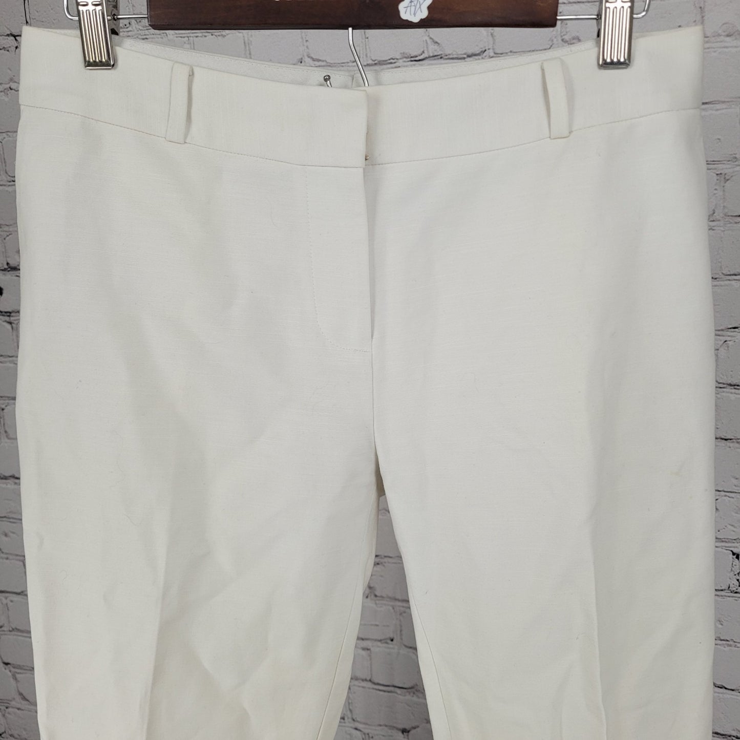 Kate Spade White Cotton Stretch Ankle Bows Mid Rise Dress Pants Size 29x25