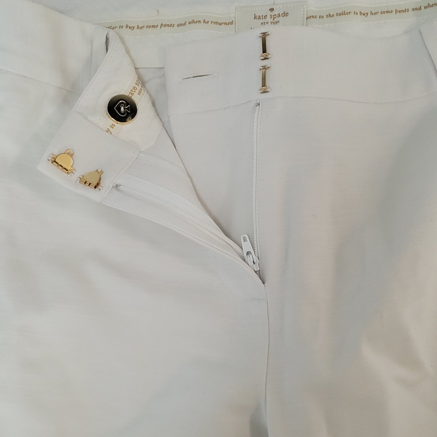 Kate Spade White Cotton Stretch Ankle Bows Mid Rise Dress Pants Size 29x25