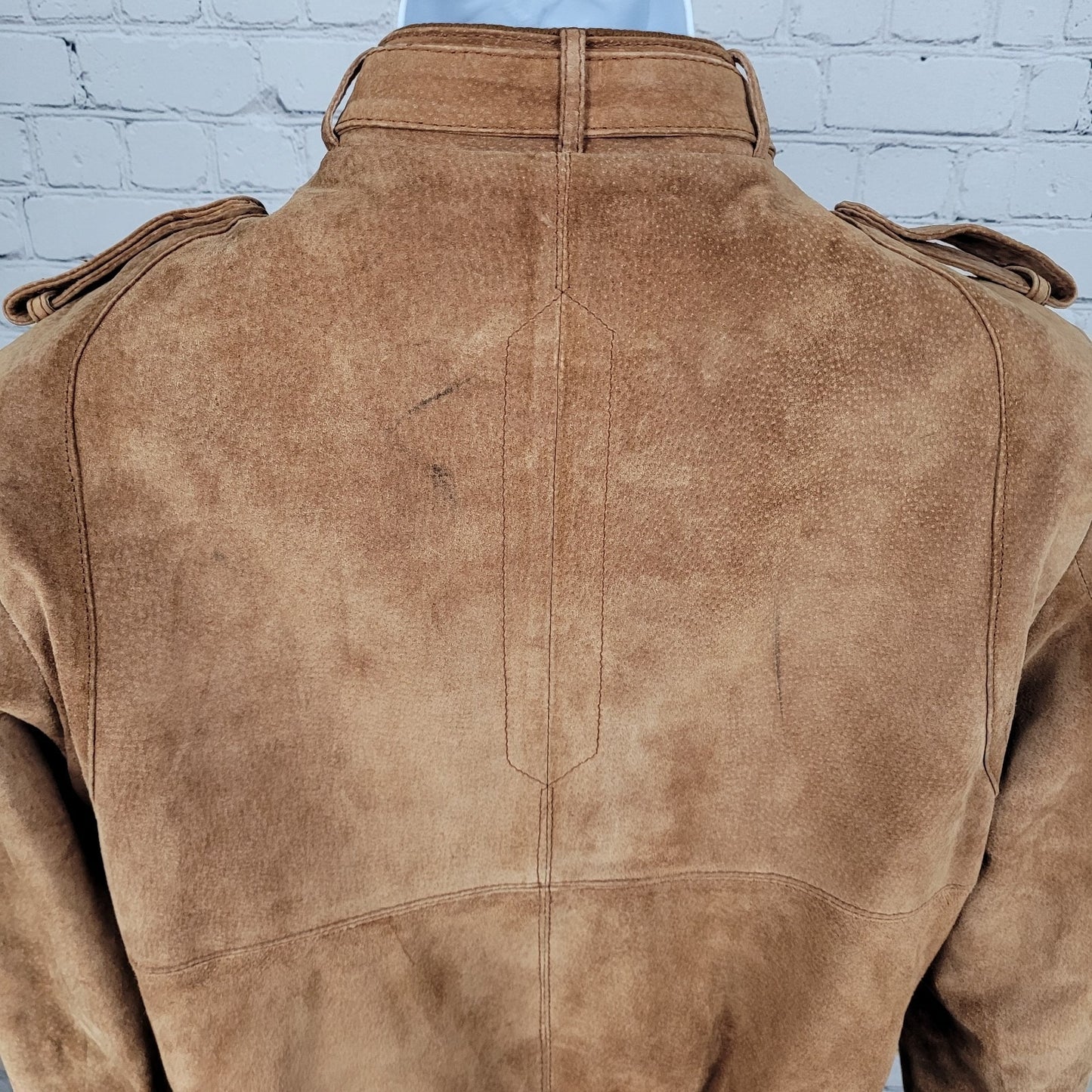 VTG Leather Directions Brown Pig Suede Fur Lined Full Zip Bomber Jacket Size 38
