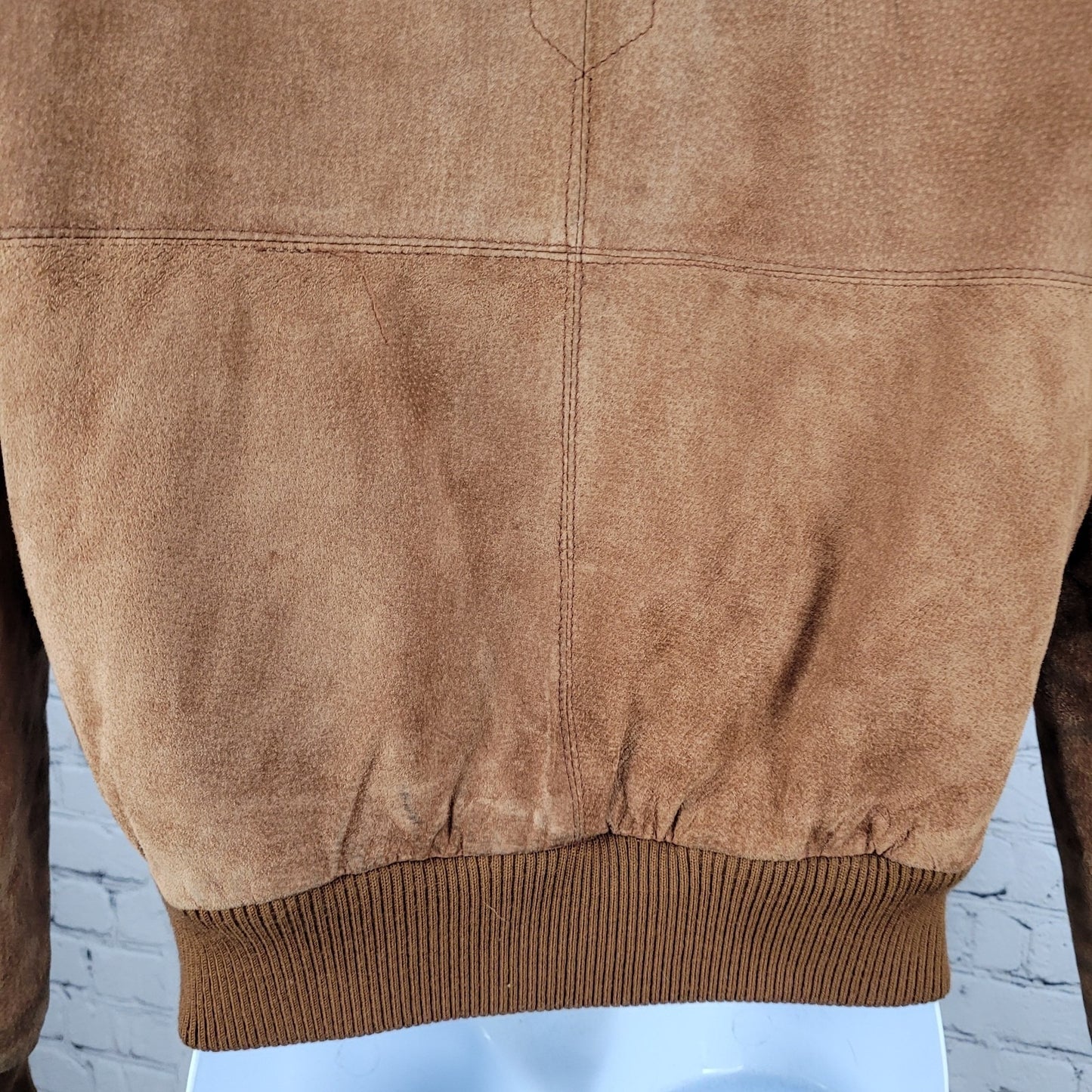 VTG Leather Directions Brown Pig Suede Fur Lined Full Zip Bomber Jacket Size 38