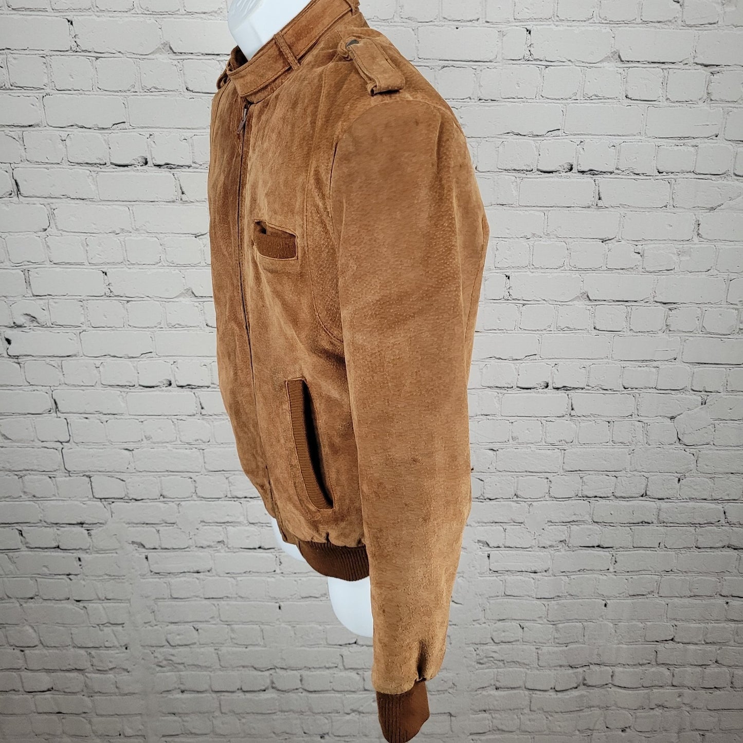 VTG Leather Directions Brown Pig Suede Fur Lined Full Zip Bomber Jacket Size 38