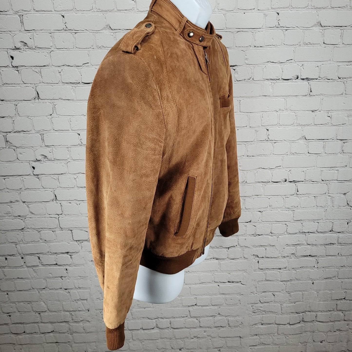 VTG Leather Directions Brown Pig Suede Fur Lined Full Zip Bomber Jacket Size 38