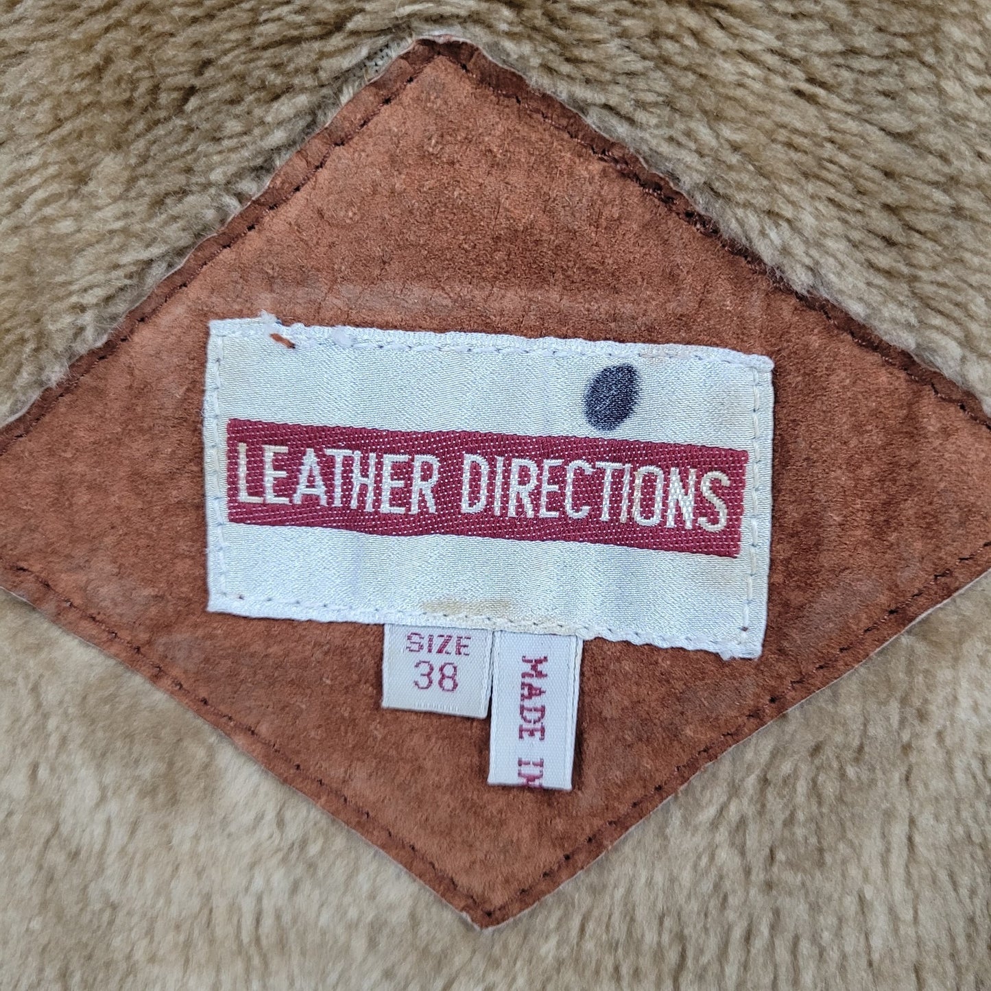 VTG Leather Directions Brown Pig Suede Fur Lined Full Zip Bomber Jacket Size 38