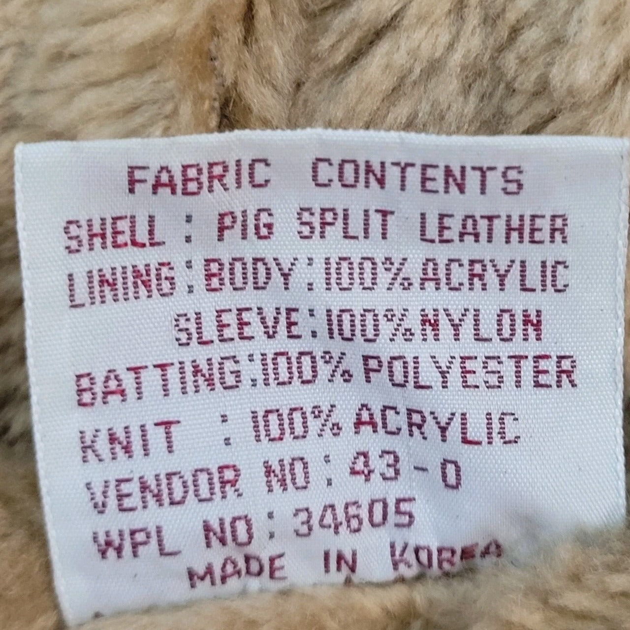 VTG Leather Directions Brown Pig Suede Fur Lined Full Zip Bomber Jacket Size 38
