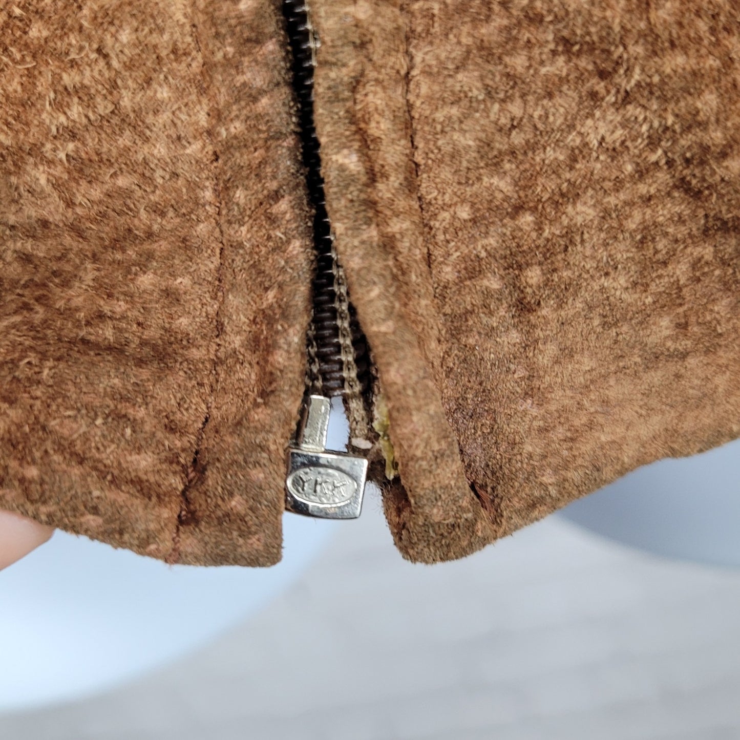 VTG Leather Directions Brown Pig Suede Fur Lined Full Zip Bomber Jacket Size 38
