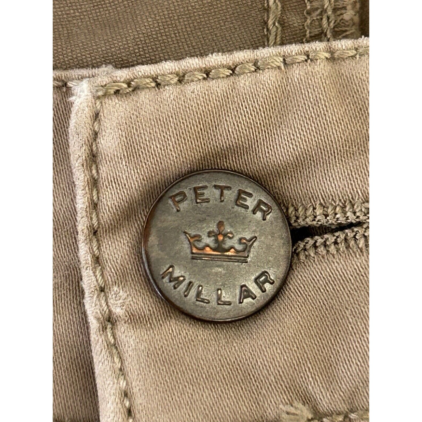 Peter Millar Beige Khaki Light Wash Straight Leg Mens Zip Up Pants Size (38X30)