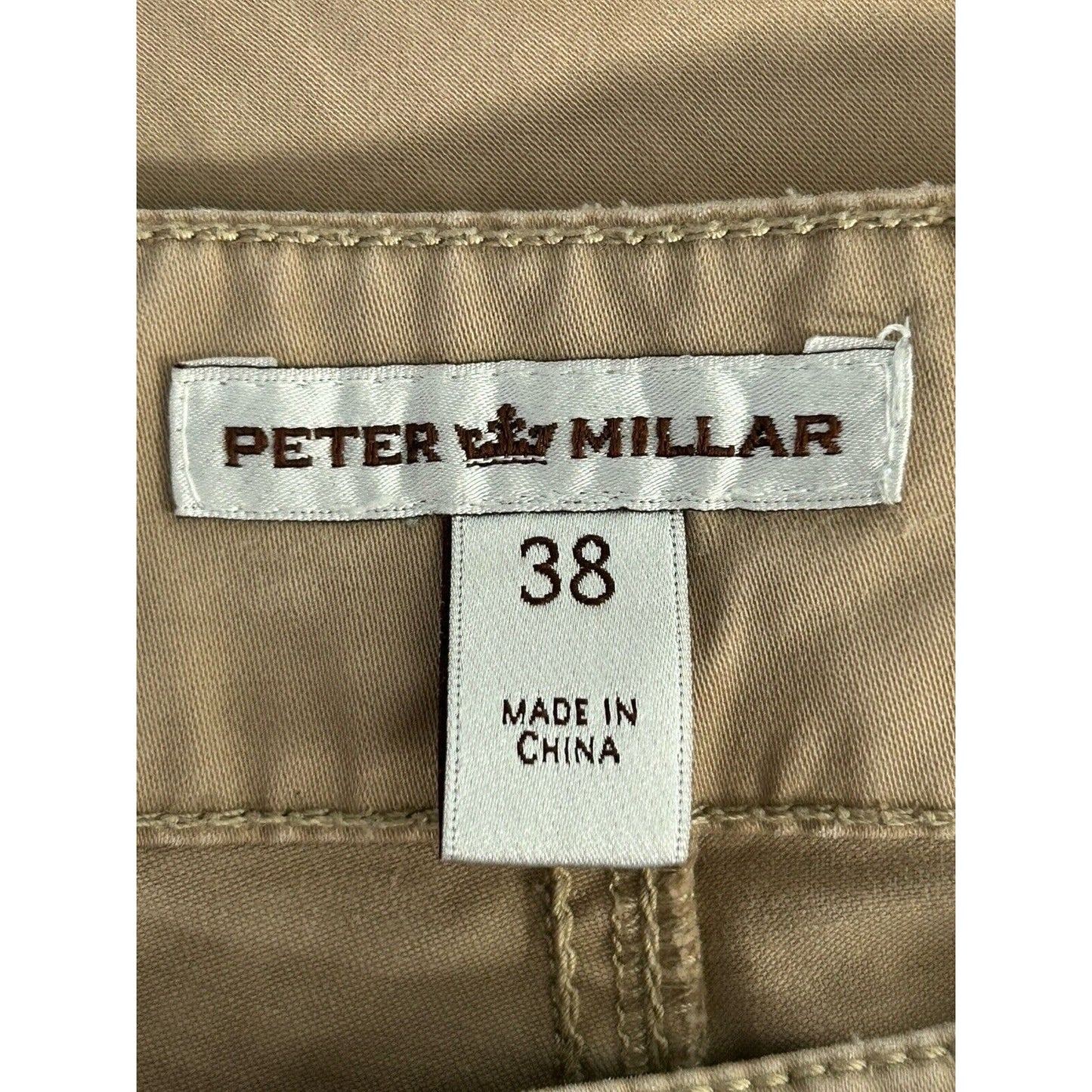 Peter Millar Beige Khaki Light Wash Straight Leg Mens Zip Up Pants Size (38X30)