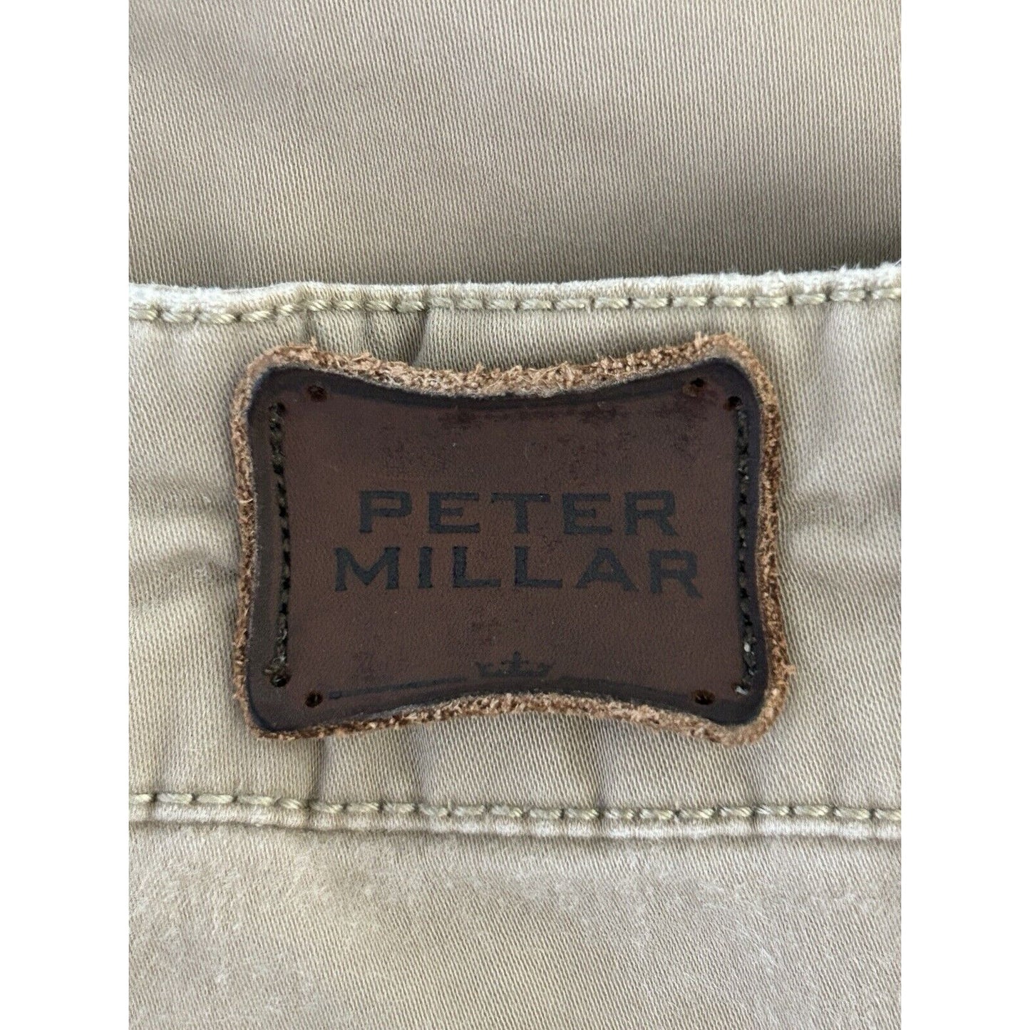 Peter Millar Beige Khaki Light Wash Straight Leg Mens Zip Up Pants Size (38X30)