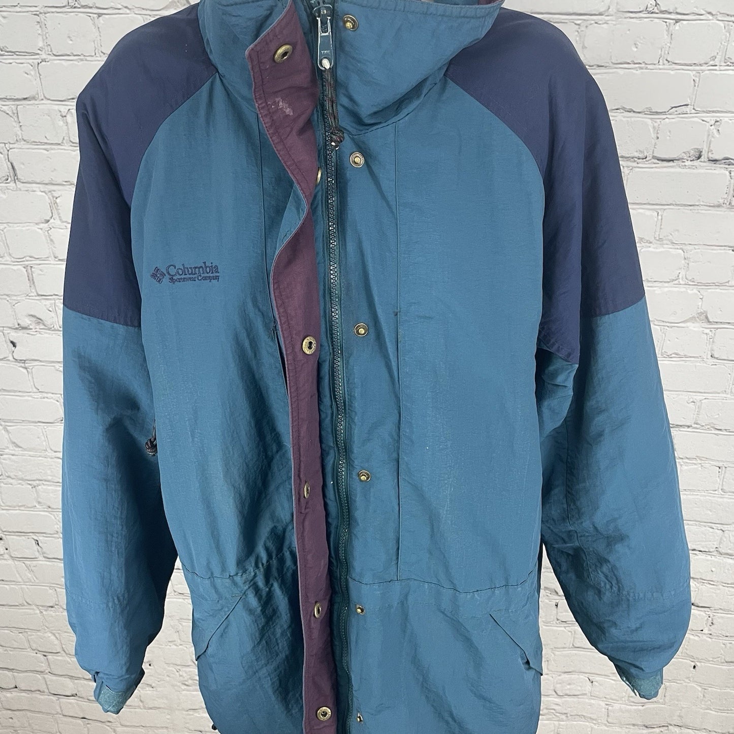 VTG Columbia Blue Granite Peak Multiple Zipped Pockets Lined Jacket Size Large L