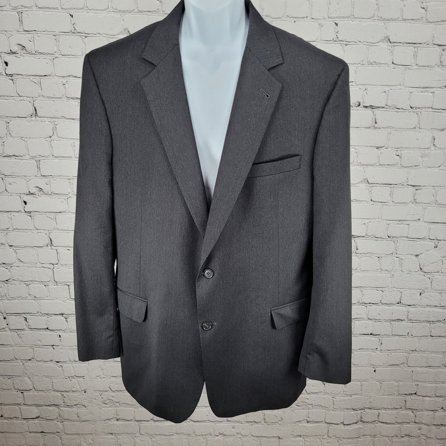 Jos A Bank Signature Collection Grey Wool Gordon 2 Button Blazer Sport Coat 46L