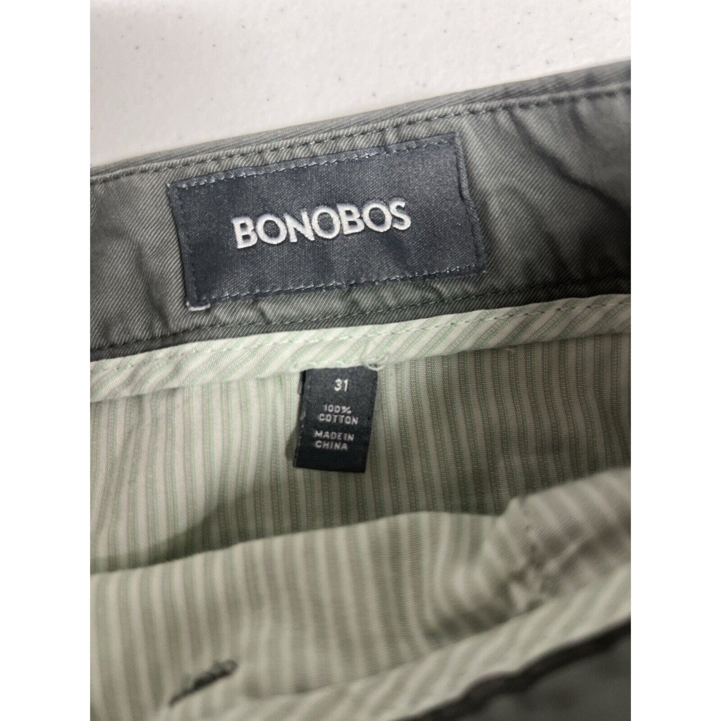 Bonobos Olive Moss 9 Inch Inseam Chino Shorts Stretch Casual Flat Front Men’s 31