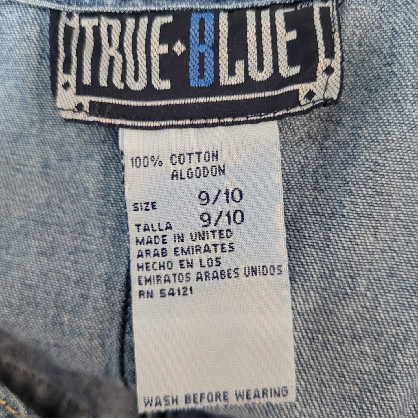 VTG True Blue 100% Cotton Denim Buttoned Overall Unlined Maxi Dress Size 9/10
