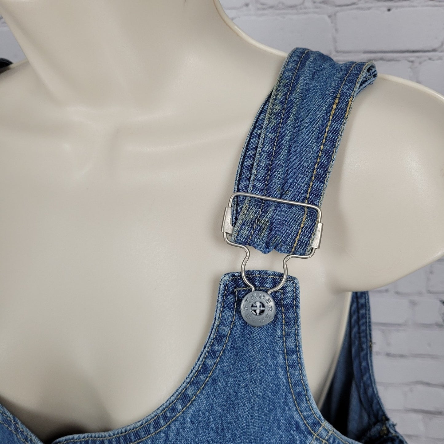 VTG True Blue 100% Cotton Denim Buttoned Overall Unlined Maxi Dress Size 9/10
