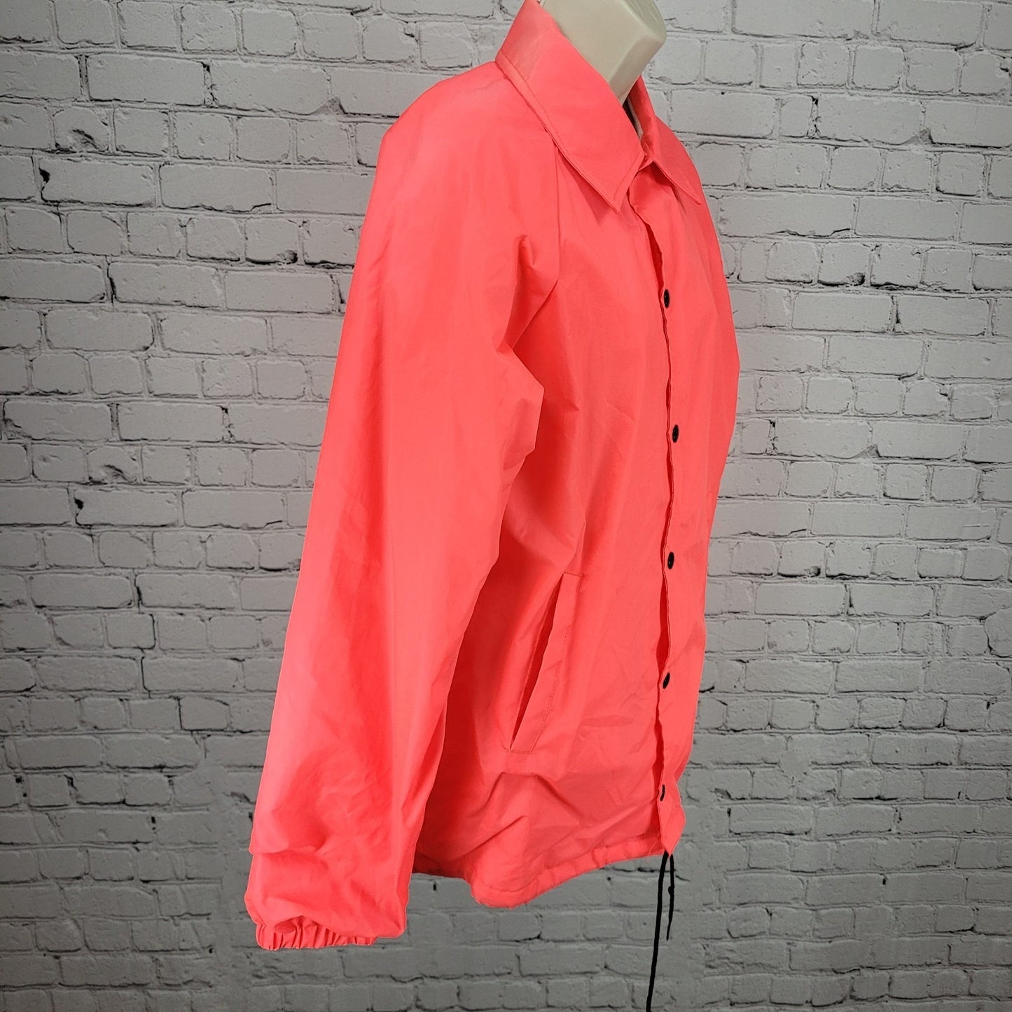 Hartwell Neon Pink Snap Lightweight Windbreaker Jacket USA Made Size Medium M