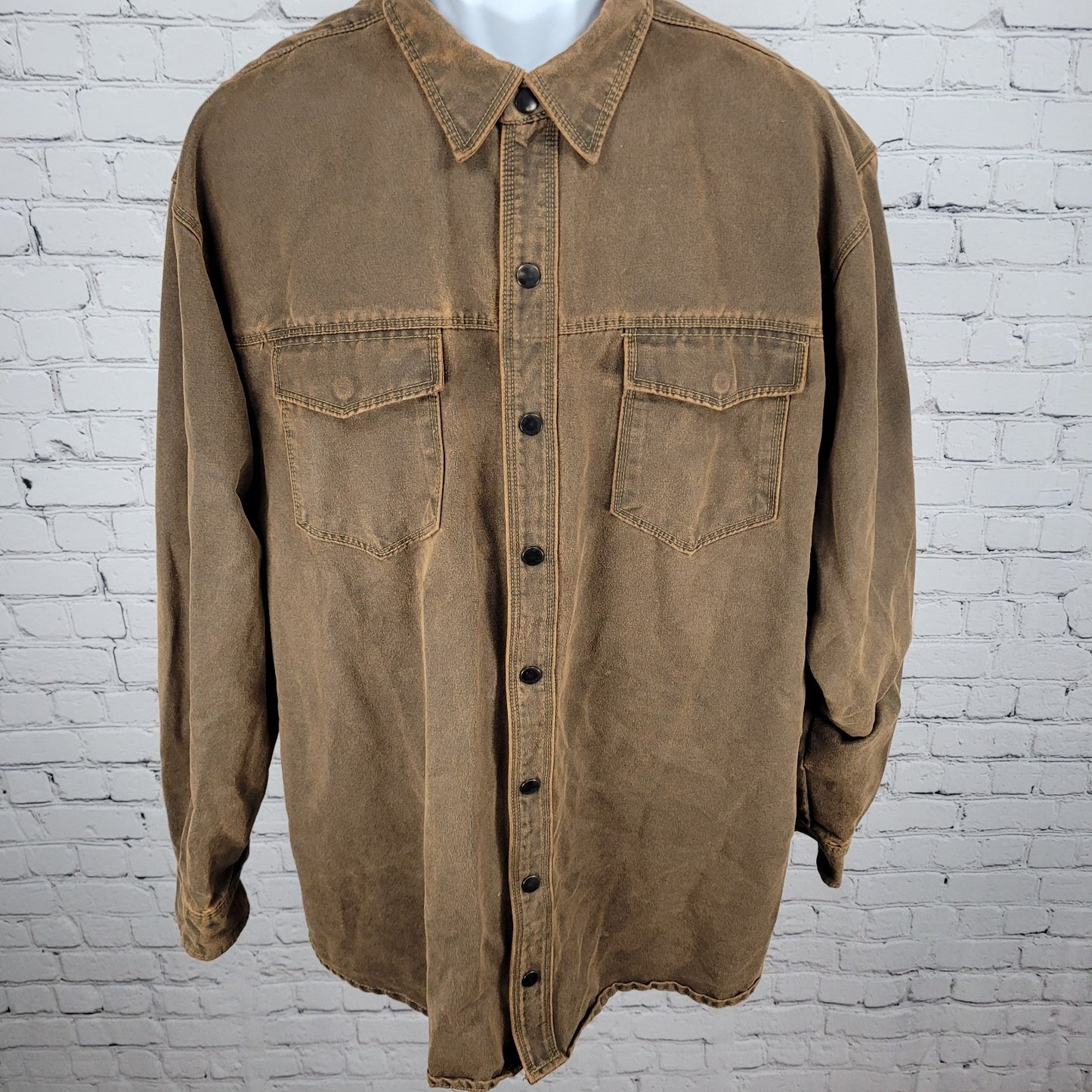 RedHead Brown Suede Like Snapped Unlined Workwear Shacket Jacket Size XLT