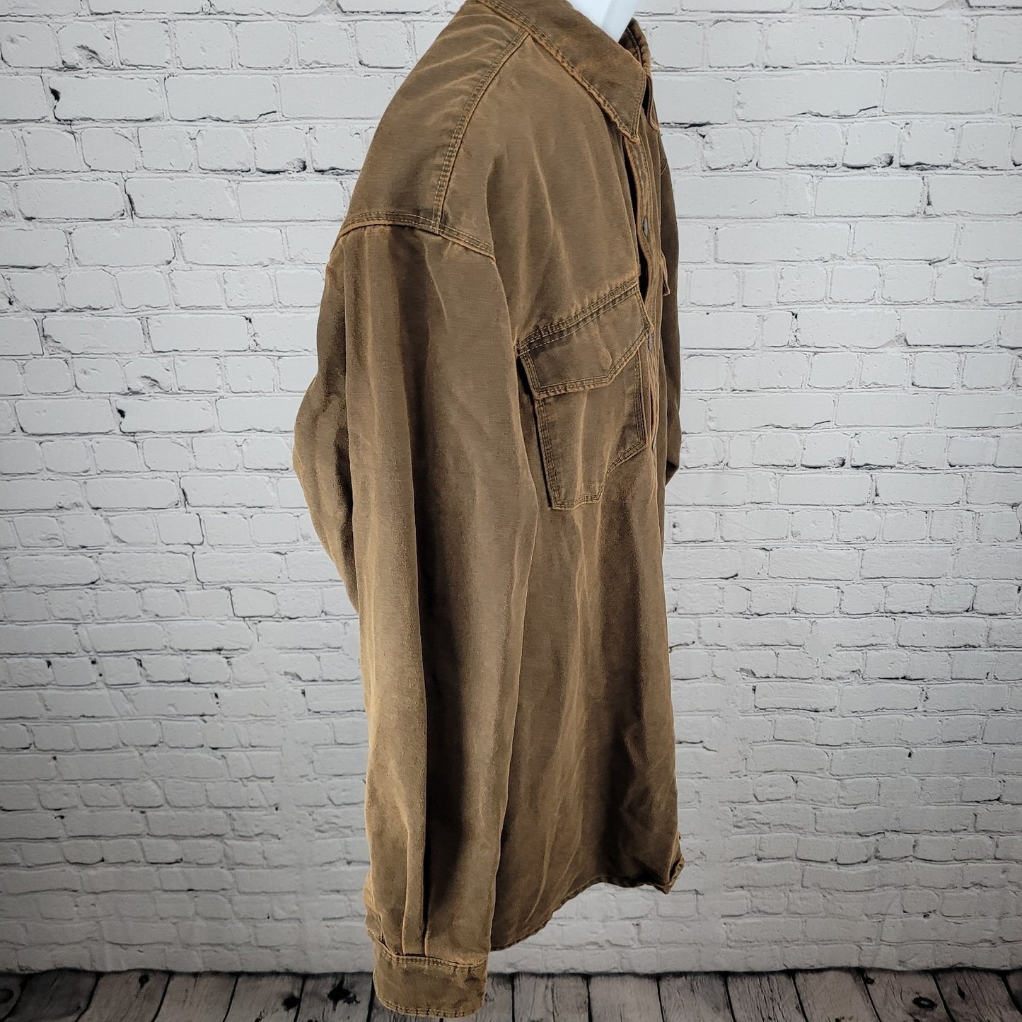 RedHead Brown Suede Like Snapped Unlined Workwear Shacket Jacket Size XLT