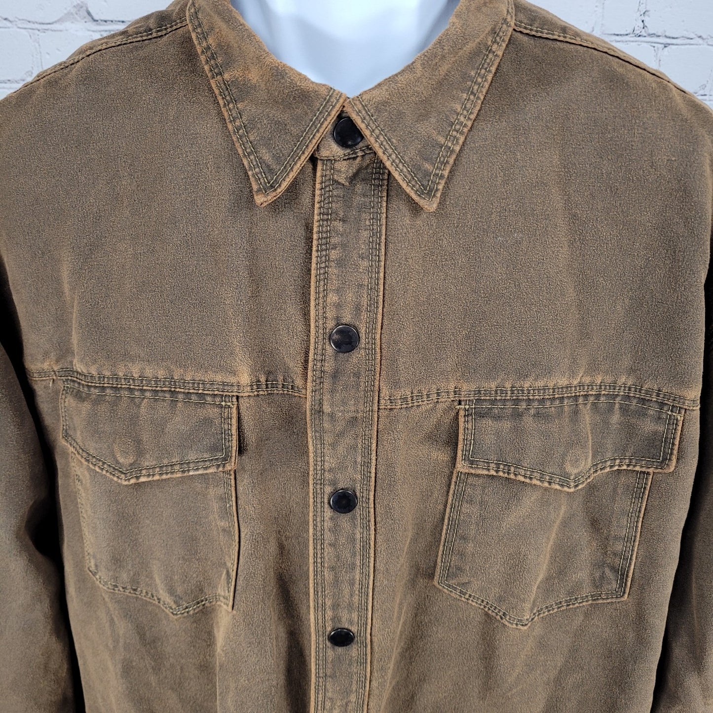 RedHead Brown Suede Like Snapped Unlined Workwear Shacket Jacket Size XLT