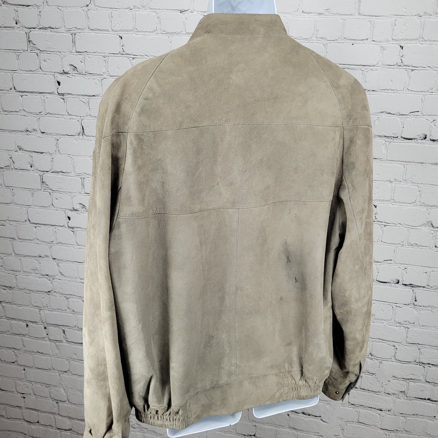 VTG Outbak Grey Taupe Soft Suede Full Zip Jacket New Zealand Handcut Size 46