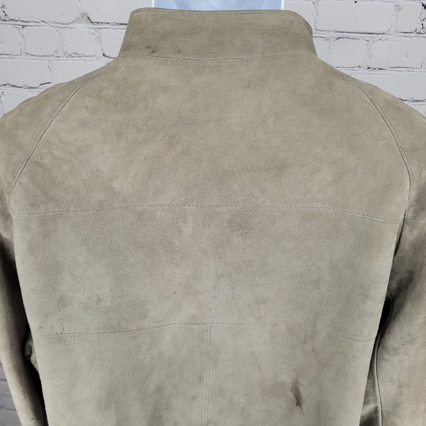 VTG Outbak Grey Taupe Soft Suede Full Zip Jacket New Zealand Handcut Size 46