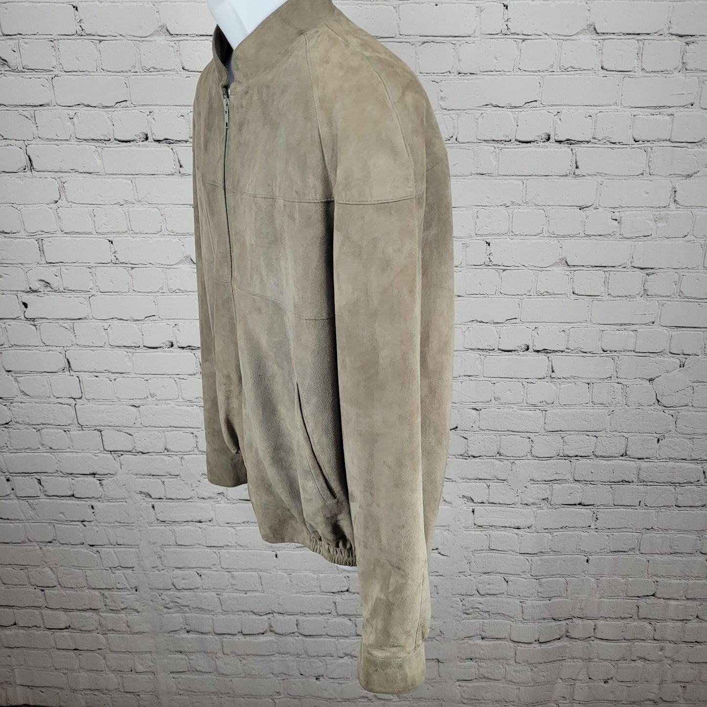 VTG Outbak Grey Taupe Soft Suede Full Zip Jacket New Zealand Handcut Size 46