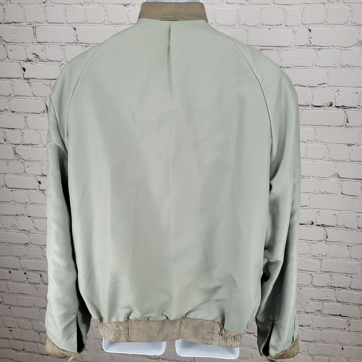 VTG Outbak Grey Taupe Soft Suede Full Zip Jacket New Zealand Handcut Size 46