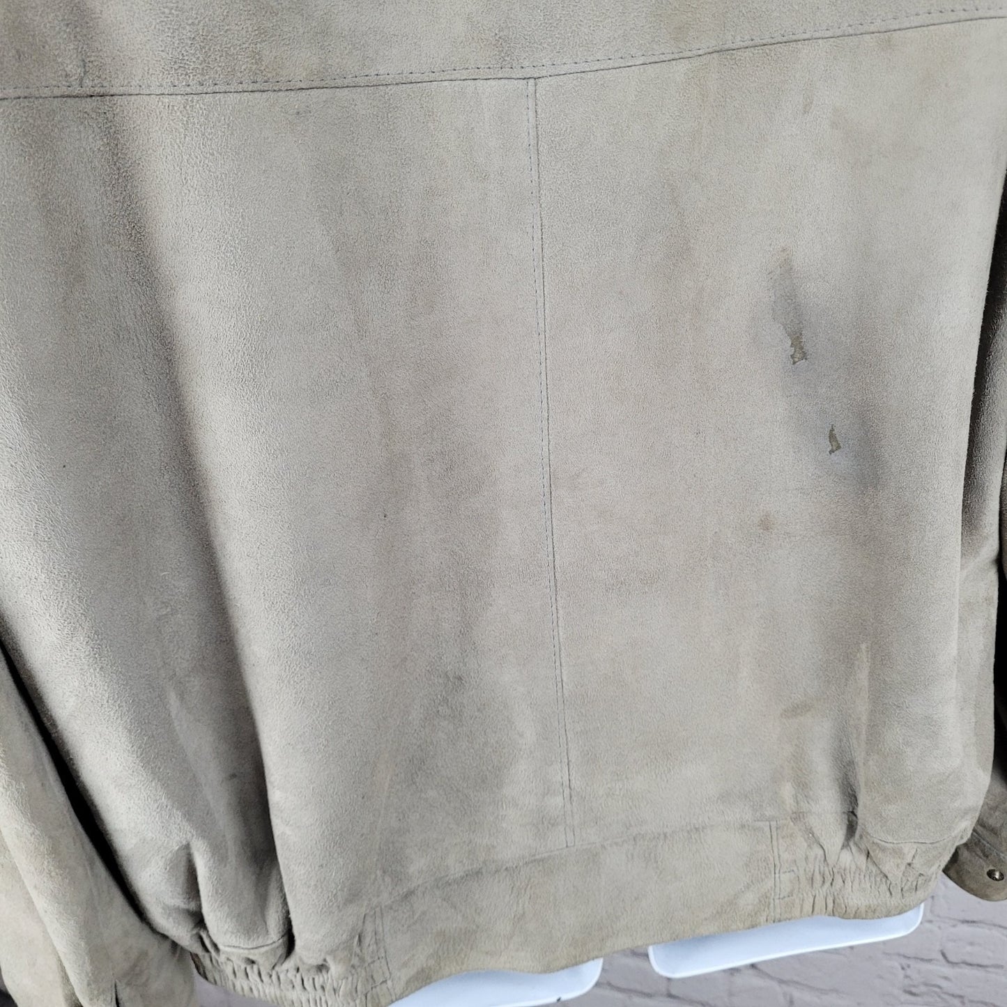 VTG Outbak Grey Taupe Soft Suede Full Zip Jacket New Zealand Handcut Size 46