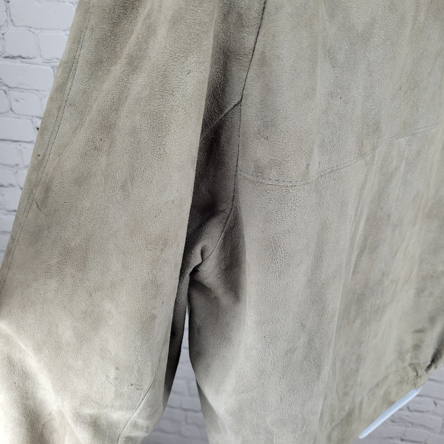 VTG Outbak Grey Taupe Soft Suede Full Zip Jacket New Zealand Handcut Size 46