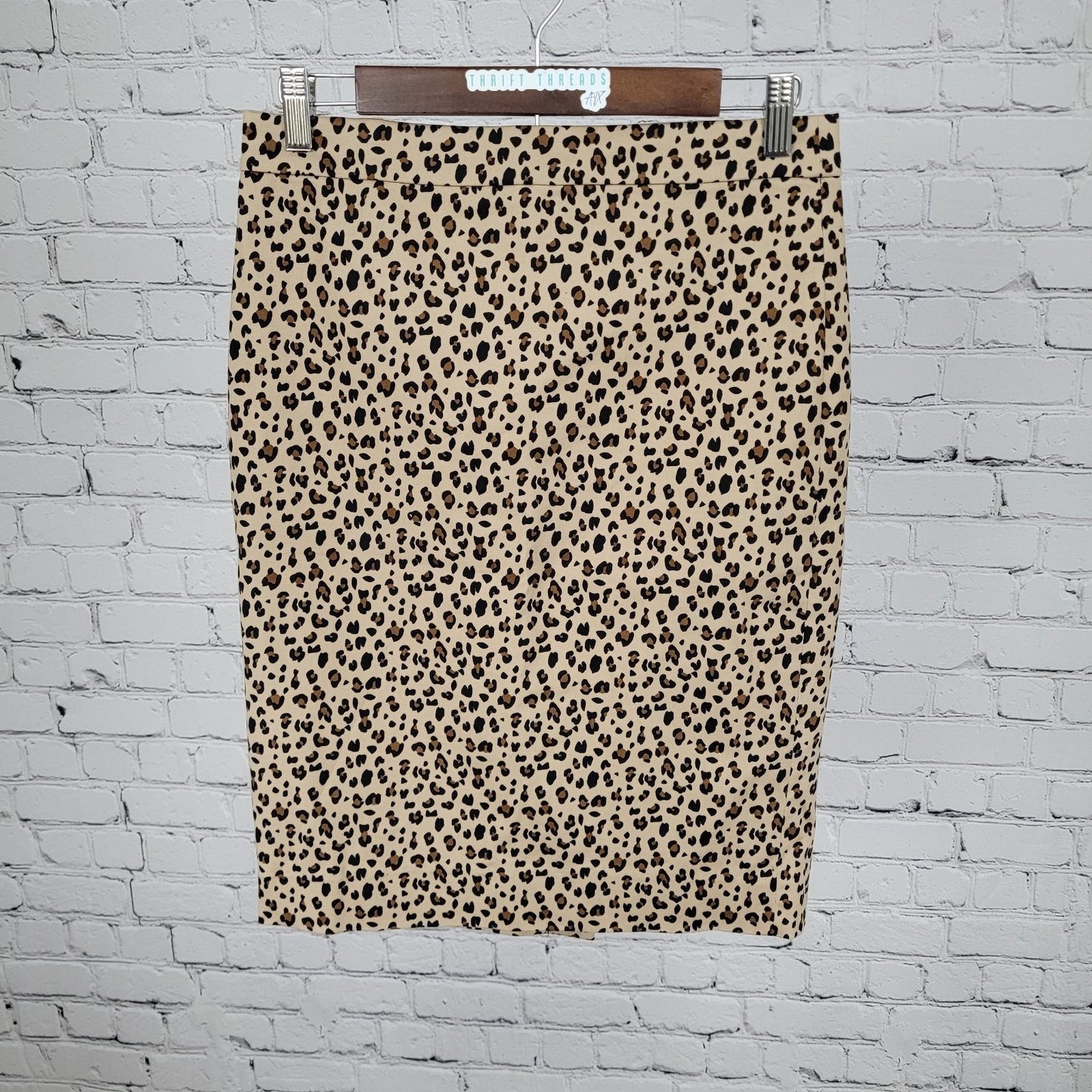 J.CREW Brown Leopard No. 2 Cotton Stretch Back Slit Pencil Skirt 2 (28x22.5)