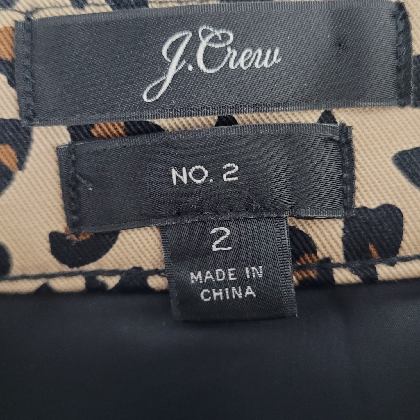J.CREW Brown Leopard No. 2 Cotton Stretch Back Slit Pencil Skirt 2 (28x22.5)