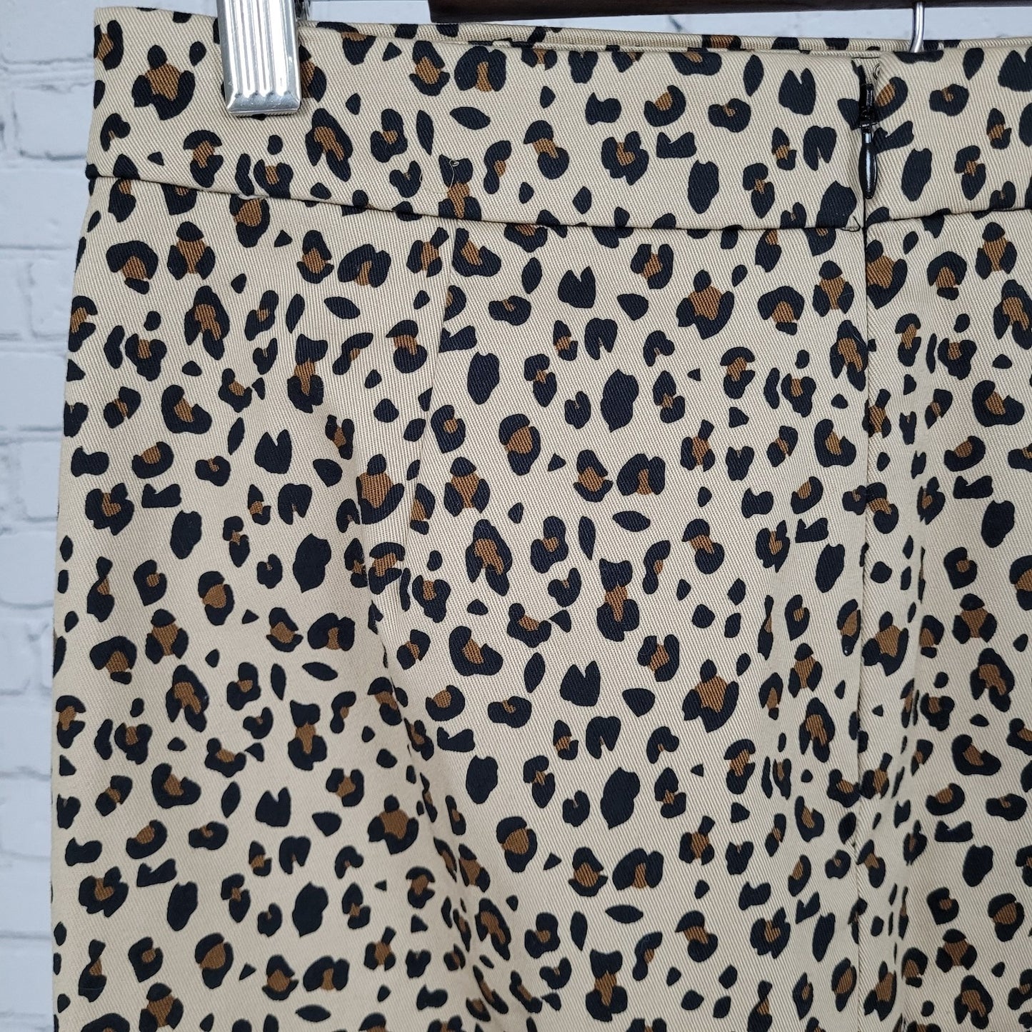 J.CREW Brown Leopard No. 2 Cotton Stretch Back Slit Pencil Skirt 2 (28x22.5)