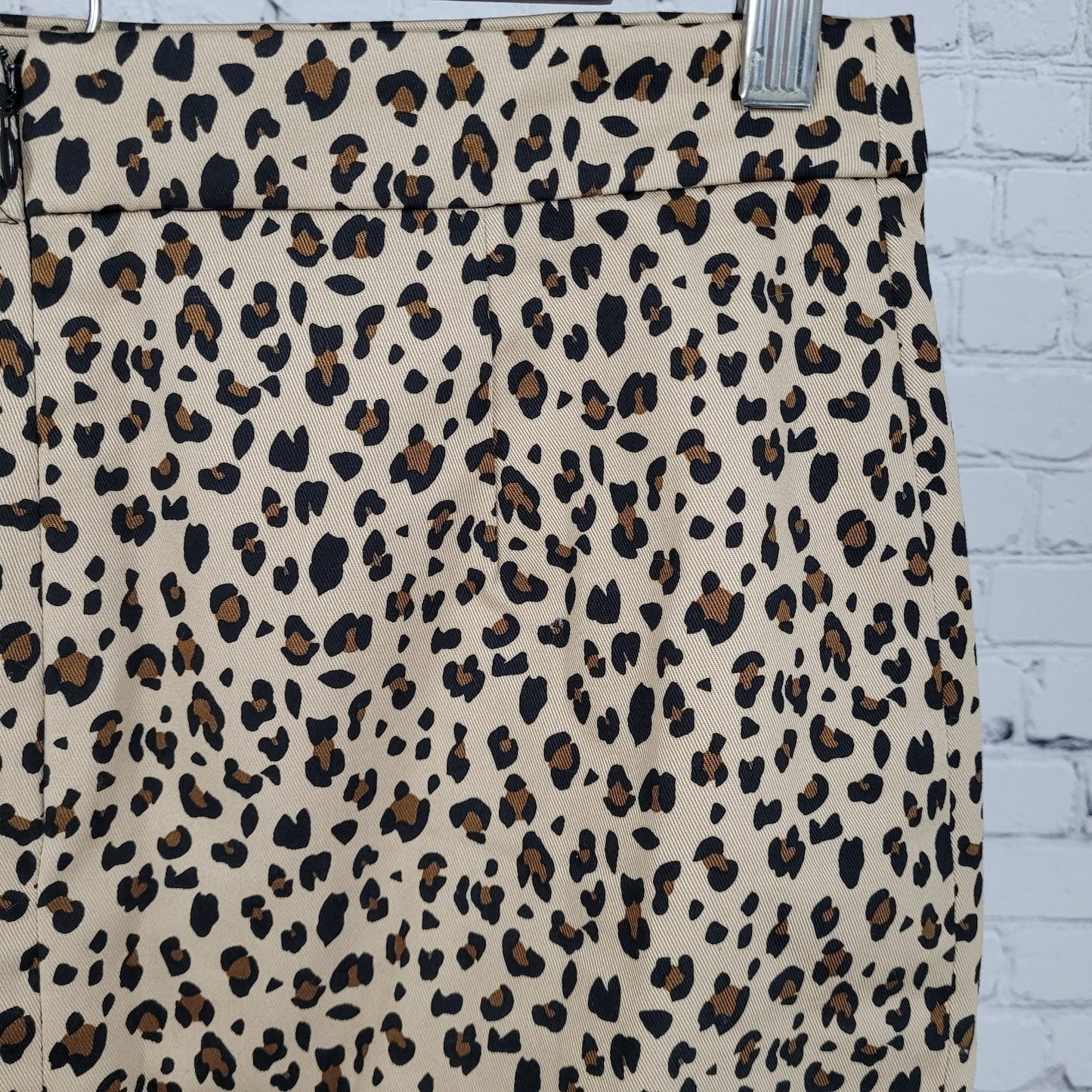 J.CREW Brown Leopard No. 2 Cotton Stretch Back Slit Pencil Skirt 2 (28x22.5)