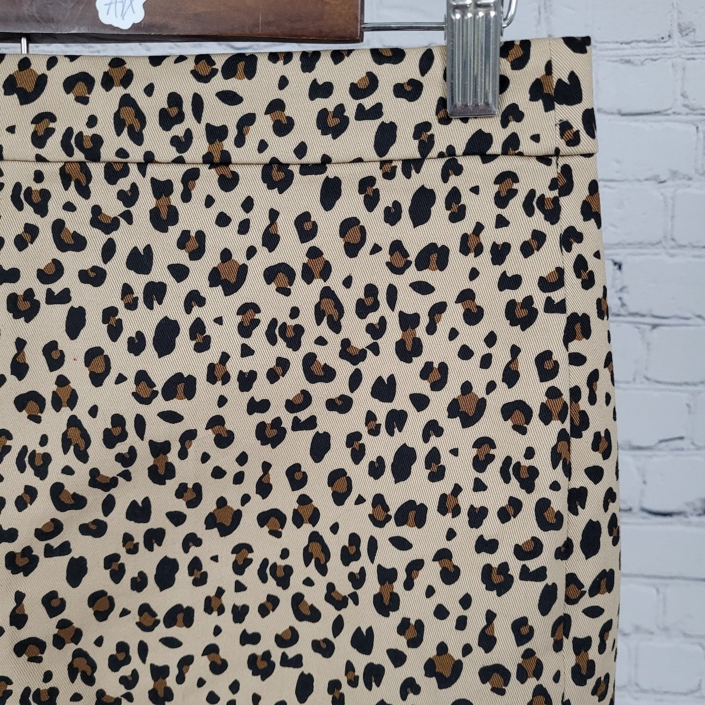 J.CREW Brown Leopard No. 2 Cotton Stretch Back Slit Pencil Skirt 2 (28x22.5)