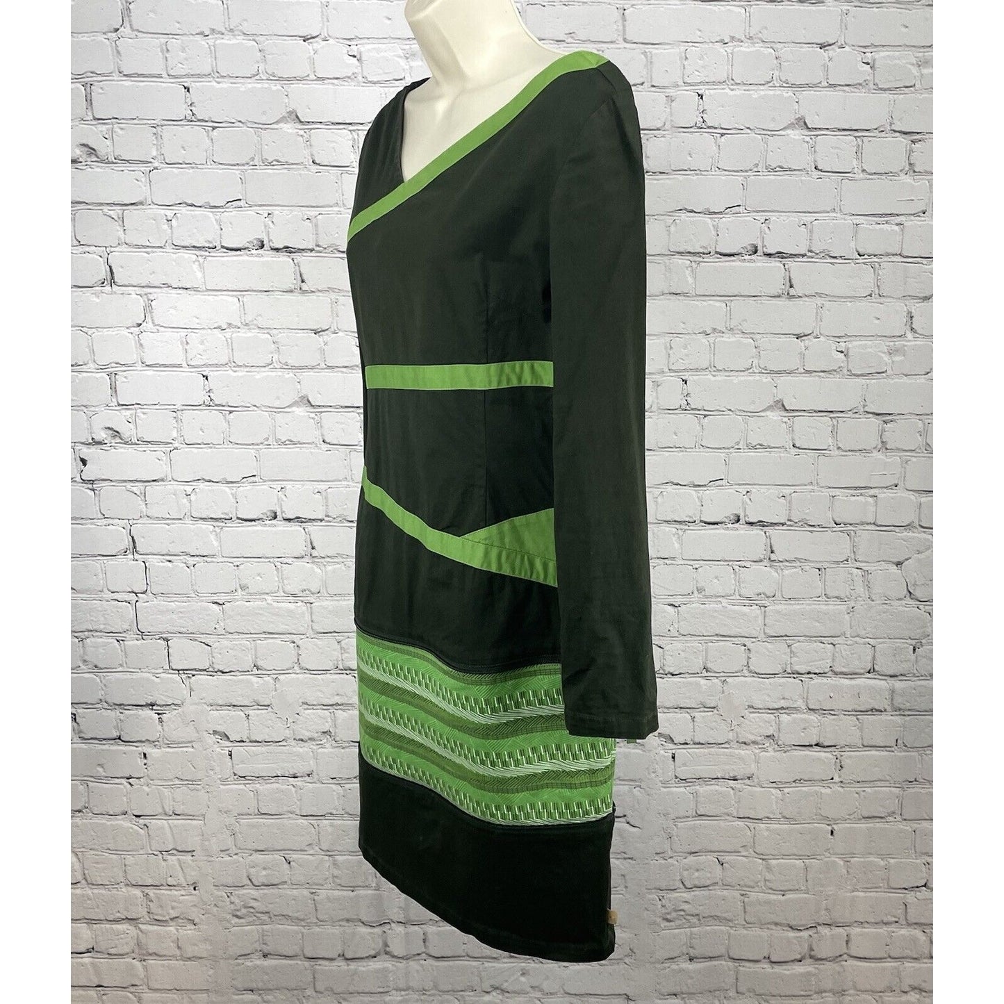 Skunkfunk Green Long Sleeve Zippered Convertible Short To Midi Dress Size 3