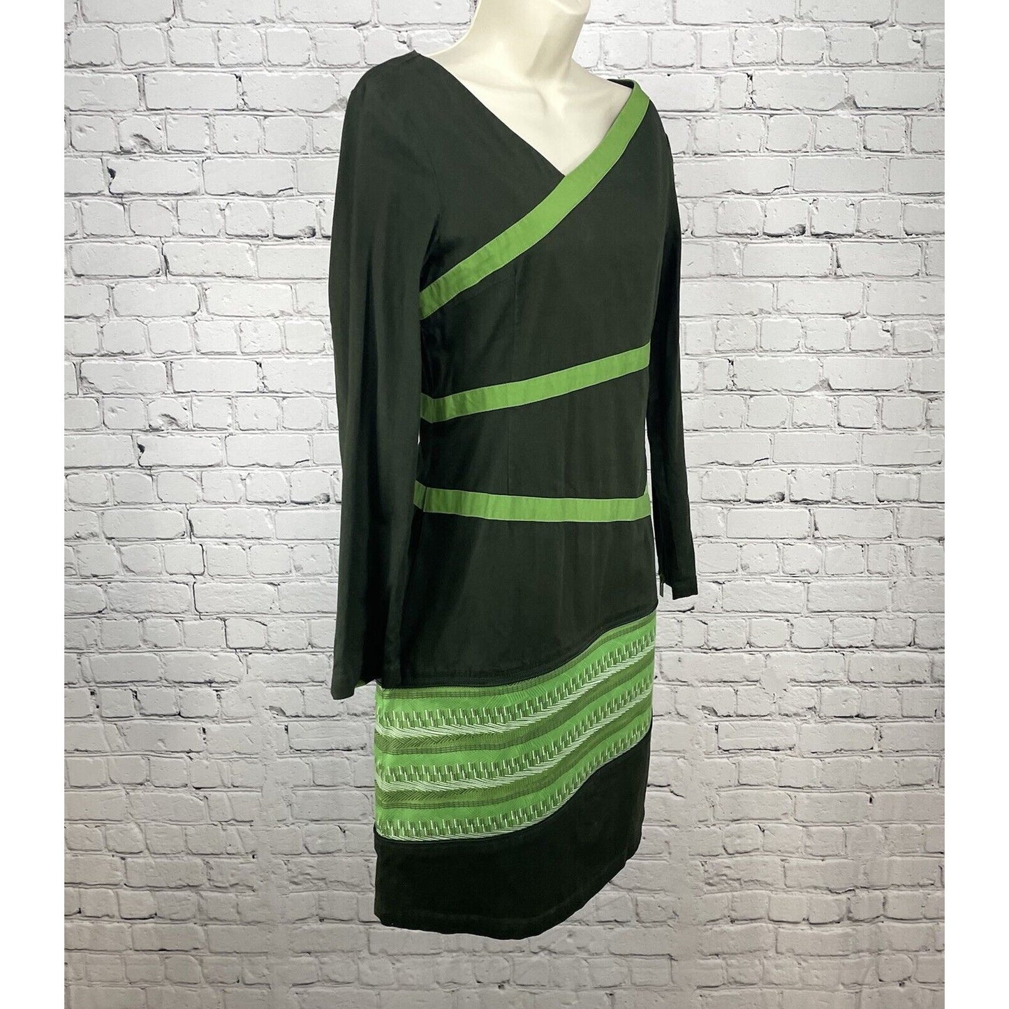 Skunkfunk Green Long Sleeve Zippered Convertible Short To Midi Dress Size 3