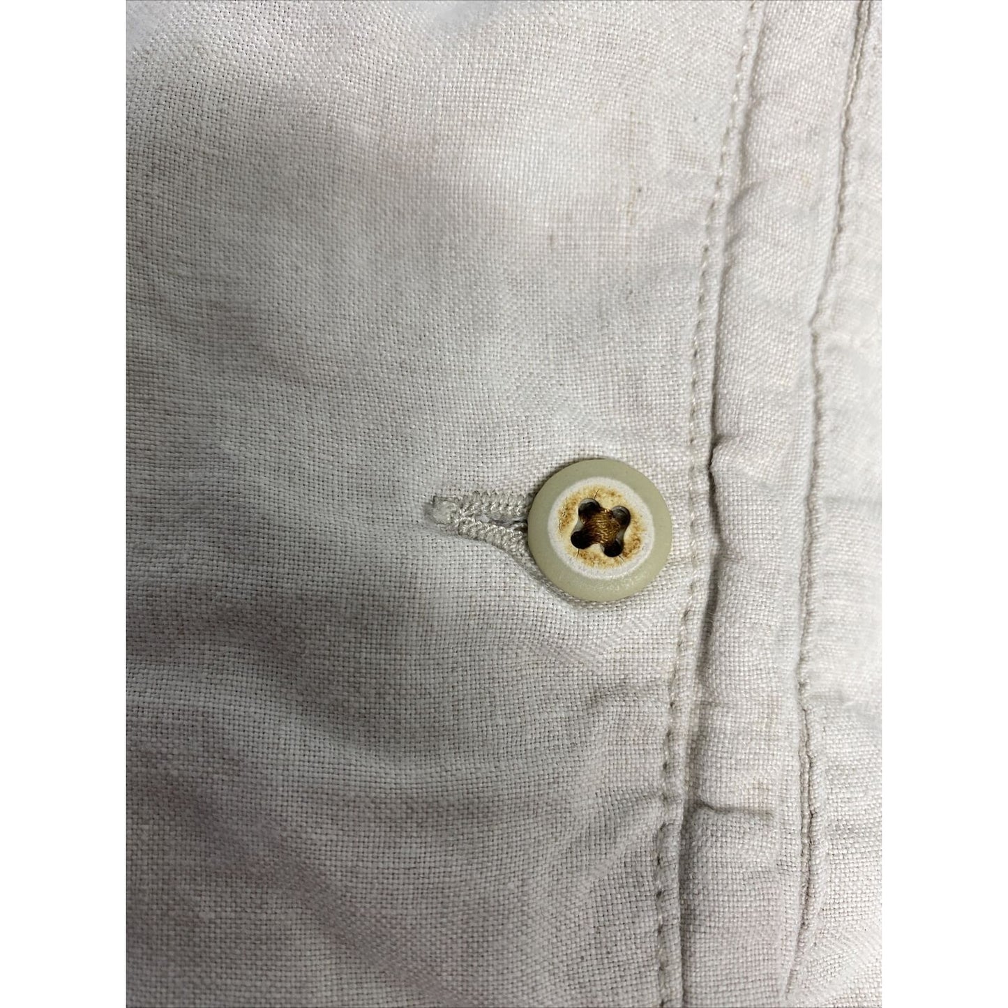 Caribbean Beige Linen Elastic Waist Wide Leg High Rise Cargo Pants Men’s 40 x 24