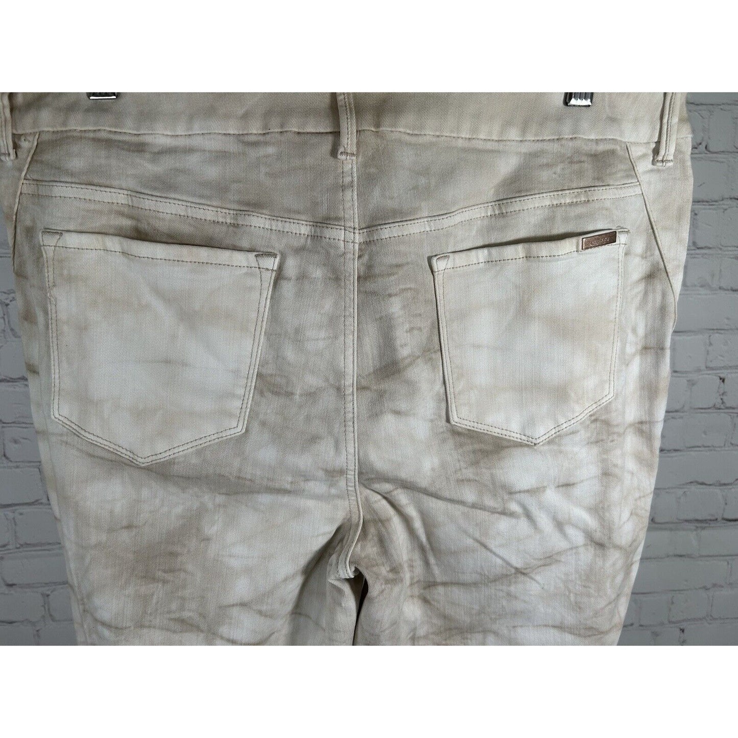 Chico's So Slimming White/Brown Tie Dye Tapered Leg Ankle Pants (35 x 30)