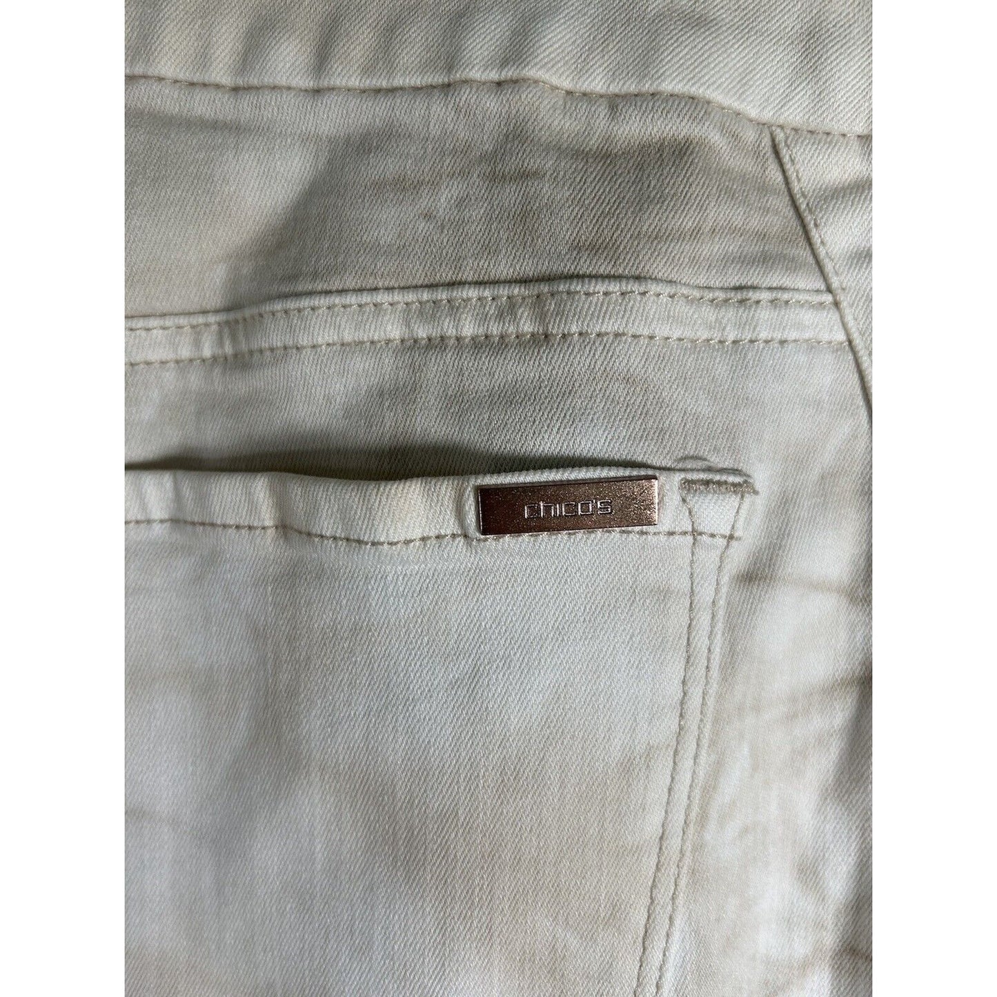 Chico's So Slimming White/Brown Tie Dye Tapered Leg Ankle Pants (35 x 30)