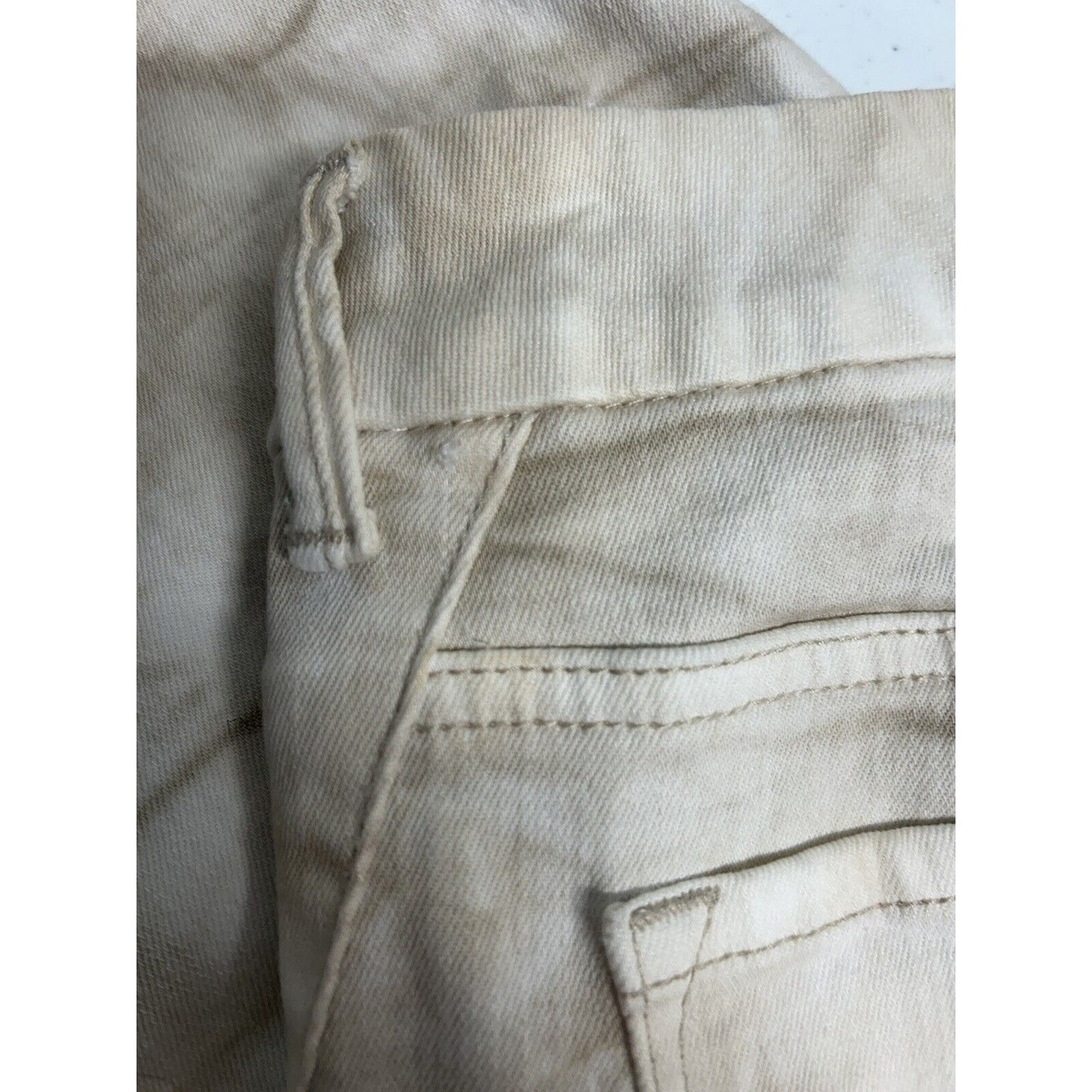 Chico's So Slimming White/Brown Tie Dye Tapered Leg Ankle Pants (35 x 30)
