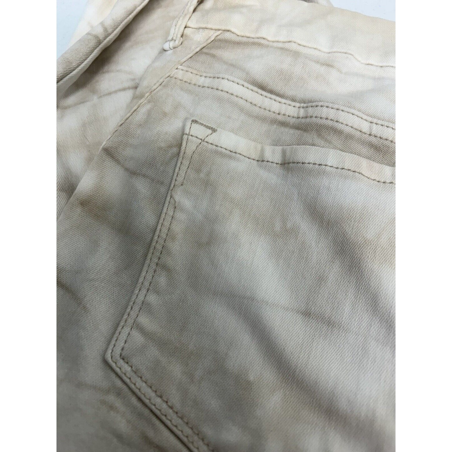 Chico's So Slimming White/Brown Tie Dye Tapered Leg Ankle Pants (35 x 30)